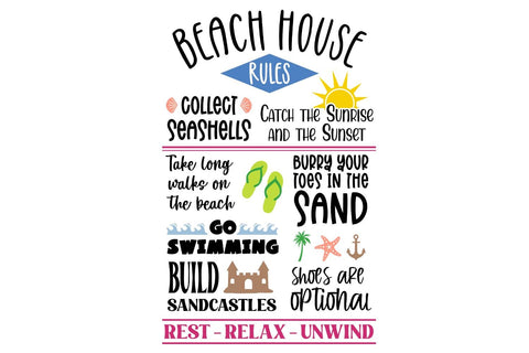 Beach House Rules Sign | Summer SVG SVG Ikonart Design Shop 