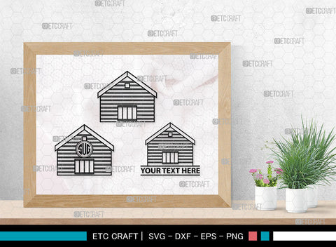 Beach Hut Monogram, Beach Huts Silhouette, Beach Huts SVG, Bamboo House Svg, Wooden House Svg, Home Svg, SB00013 SVG ETC Craft 