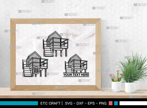 Beach Hut Monogram, Beach Huts Silhouette, Beach Huts SVG, Bamboo House Svg, Wooden House Svg, Home Svg, SB00013 SVG ETC Craft 