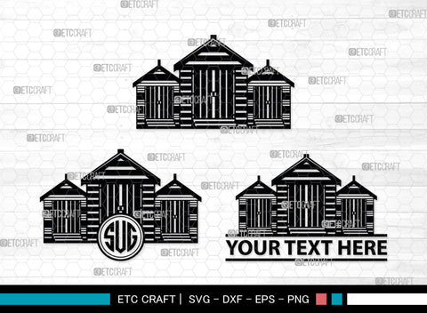 Beach Hut Monogram, Beach Huts Silhouette, Beach Huts SVG, Bamboo House Svg, Wooden House Svg, Home Svg, SB00013 SVG ETC Craft 