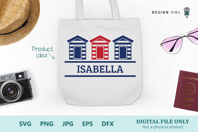 Beach huts monogram frame SVG Design Owl 