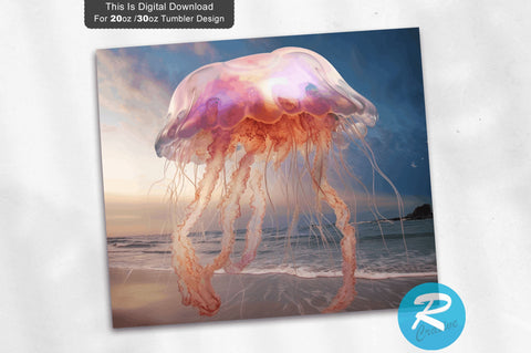 Beach Jellyfish 20 Oz / 30 Oz Tumbler PNG Sublimation Regulrcrative 
