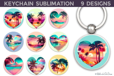 Beach Keychain Sublimation I Summer Keychain Bundle Sublimation WatercolorColorDream 