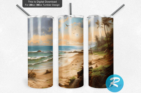 Beach Landscape 20 Oz / 30 Oz Tumbler PNG Sublimation Regulrcrative 