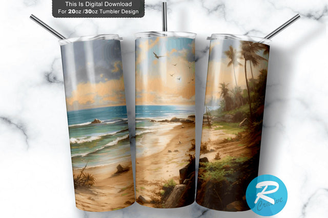 Beach Landscape 20 Oz / 30 Oz Tumbler PNG Sublimation Regulrcrative 