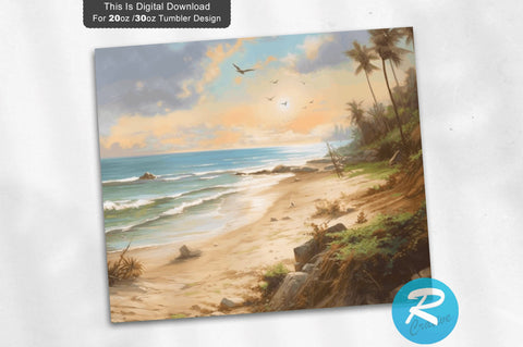 Beach Landscape 20 Oz / 30 Oz Tumbler PNG Sublimation Regulrcrative 