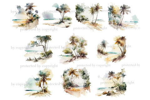 Beach Landscape Clipart | Summer Paradise Backgrounds SVG GlamArtZhanna 