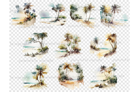Beach Landscape Clipart | Summer Paradise Backgrounds SVG GlamArtZhanna 