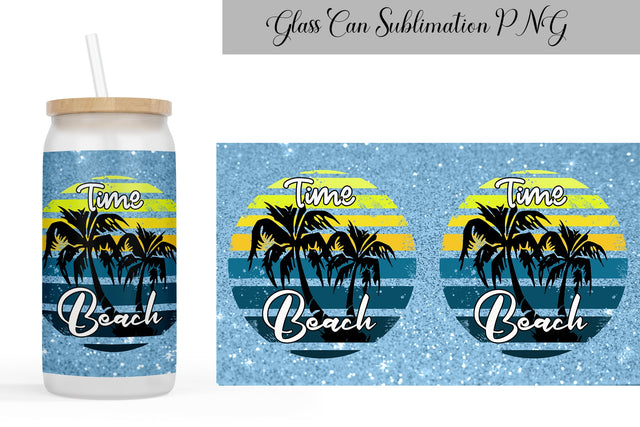 Beach Libbey Can Glass | Retro Sunset Glass Can Sublimation WatercolorColorDream 