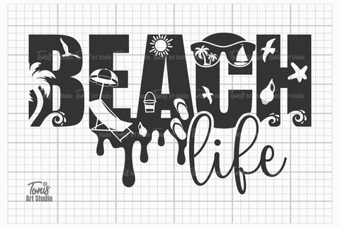 Beach Life SVG PNG DXF | Summer Svg | Beach Svg | Digital Download | Summer Shirt Svg | Summer Clipart | Cricut Cut File | Silhouette Svg SVG TonisArtStudio 