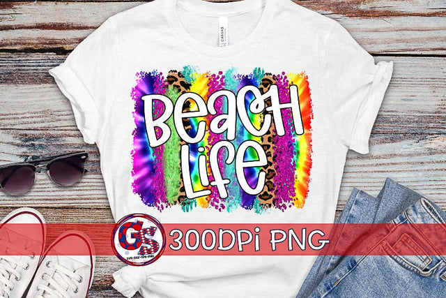 Beach Life Tie Dye Brush Strokes Set PNG for Sublimation Sublimation Greedy Stitches 