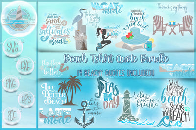 Beach Life Tshirt Quote Bundle SVG SVG Harbor Grace Designs 