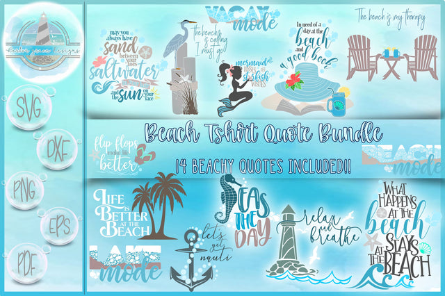 Beach Life Tshirt Quote Bundle SVG SVG Harbor Grace Designs 