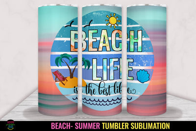 Beach Life Tumbler Sublimation I 20 Oz Summer Tumbler Wrap Sublimation Happy Printables Club 