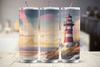 Beach Lighthouse 20 Oz Tumbler Wrap Sublimation Design Sublimation MockupSvgVenue 