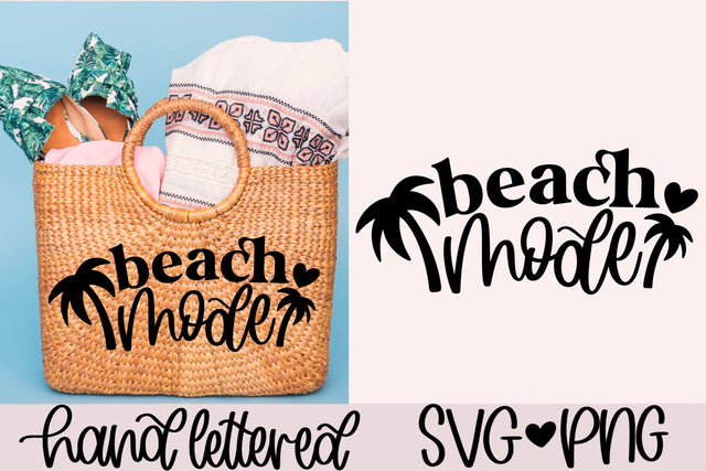 Beach mode svg, beach shirt svg, beach vacation svg, hand lettered svg, palm trees svg, vacation shirt svg, beach bag svg, vacay mode svg SVG AnitaAlyiaLettering 
