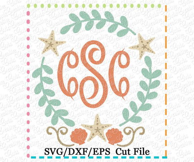 Beach Monogram Frame Cut File Creative Appliques 