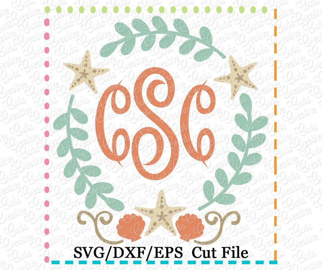 Beach Monogram Frame Cut File Creative Appliques 