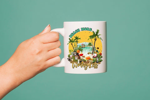 Beach More Worry Less PNG Sublimation Design Sublimation CraftLabSVG 