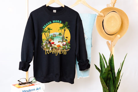 Beach More Worry Less PNG Sublimation Design Sublimation CraftLabSVG 