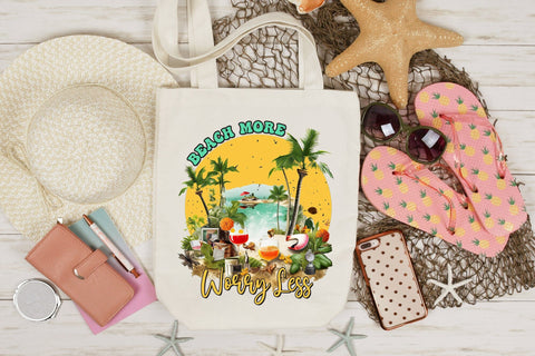 Beach More Worry Less PNG Sublimation Design Sublimation CraftLabSVG 