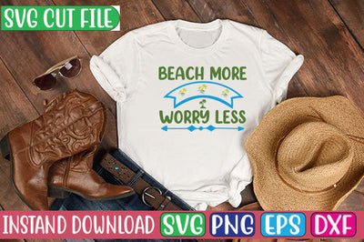 Beach More Worry Less SVG Cut File SVGs, Quotes and Sayings, Food & Drink, Holiday,On Sale, SVG Studio Innate 