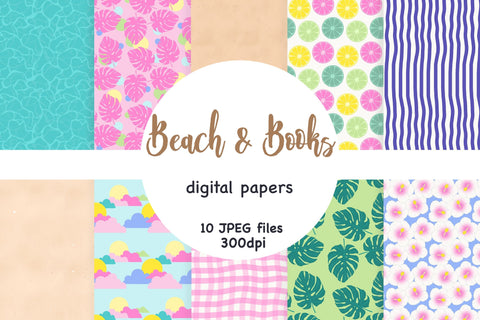 Beach Pattern | Books Digital Paper Bundle Digital Pattern GlamArtZhanna 