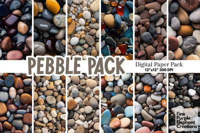 Beach Pebble Rocks Texture Paper Digital Pattern Fine Purple Elephant Creations 