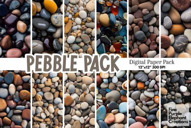 Beach Pebble Rocks Texture Paper Digital Pattern Fine Purple Elephant Creations 