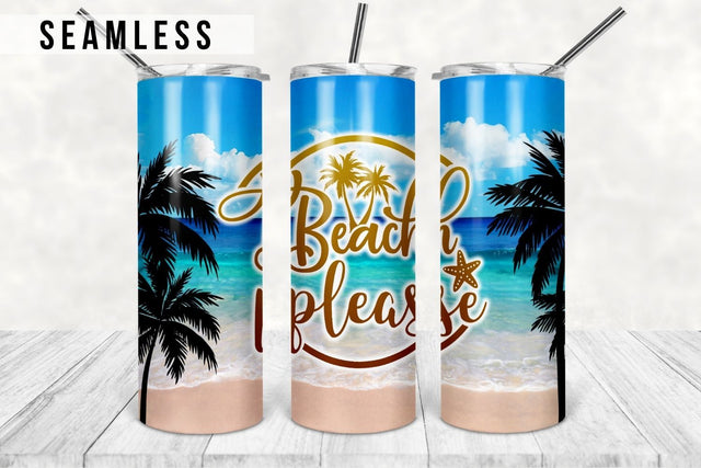 Beach Please 20oz Skinny Tumbler Beach Summer Ocean PNG Seamless Tumbler Sublimation Design Straight/Warped PNG Digital Download Sublimation TumblersByPhill 