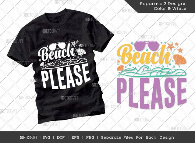Beach Please SVG Cut File | Summer Svg | Sunglass Svg | Shell Svg | Starfish Svg | Vacation Quotes | Summer T-shirt Design SVG ETC Craft 