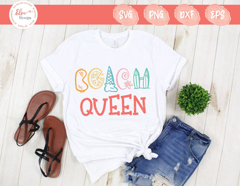 Beach Queen - SVG, PNG, DXF, EPS SVG Elsie Loves Design 