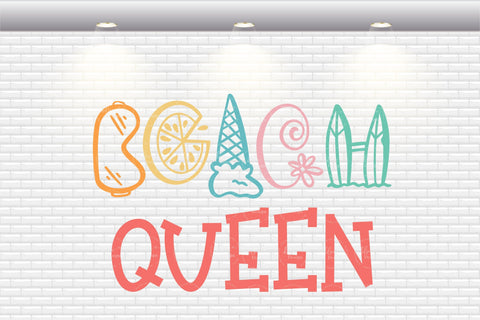 Beach Queen - SVG, PNG, DXF, EPS SVG Elsie Loves Design 