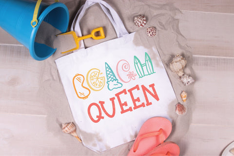 Beach Queen - SVG, PNG, DXF, EPS SVG Elsie Loves Design 