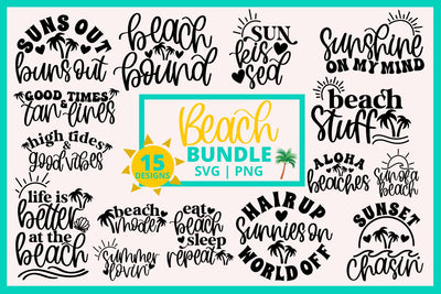 Beach quotes svg bundle, summer quotes svg bundle, beach bag svg, summer shirt svg, beach vacation svg, hand lettered svg, beach babe svg SVG AnitaAlyiaLettering 