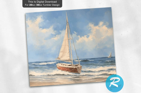 Beach Sailboat 20 Oz / 30 Oz Tumbler PNG Sublimation Regulrcrative 