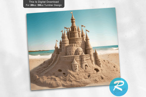Beach Sand Castle 20 Oz / 30 Oz Tumbler PNG Sublimation Regulrcrative 