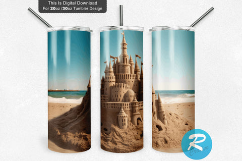 Beach Sand Castle 20 Oz / 30 Oz Tumbler PNG Sublimation Regulrcrative 