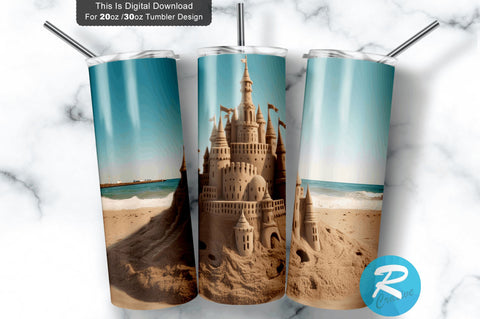 Beach Sand Castle 20 Oz / 30 Oz Tumbler PNG Sublimation Regulrcrative 