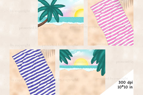 Beach Scene Creator | Vacation Landscape Clipart SVG GlamArtZhanna 