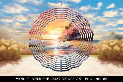 Beach Scene Wind Spinner Sublimation PNG Sublimation BijouBay 