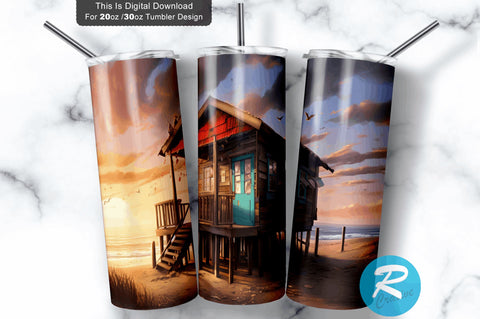 Beach Shack 20 Oz / 30 Oz Tumbler PNG Sublimation Regulrcrative 