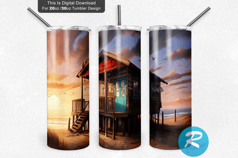 Beach Shack 20 Oz / 30 Oz Tumbler PNG Sublimation Regulrcrative 