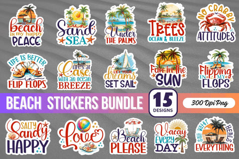 Beach Sticker Bundle Sublimation Regulrcrative 