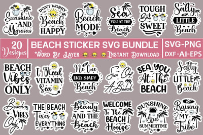 Beach Sticker SVG Bundle Sticker SVG SVGs,Quotes and Sayings,Food & Drink,On Sale, Print & Cut SVG DesignPlante 503 