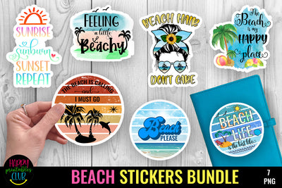 Beach Stickers Bundle I Printable Beach Theme Stickers SVG Happy Printables Club 