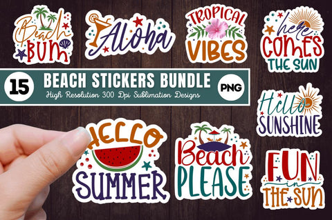 Beach Stickers Bundle, SUMMER Printable Stickers Sublimation Regulrcrative 