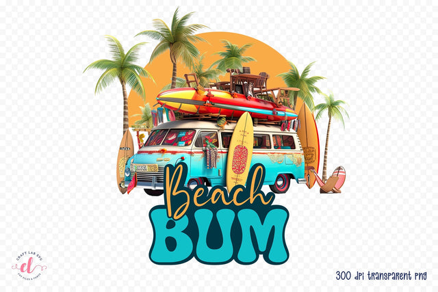 Beach Sublimation Design | Beach Bum PNG Sublimation CraftLabSVG 