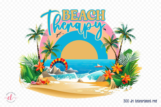 Beach Sublimation Design - Beach Therapy Sublimation CraftLabSVG 