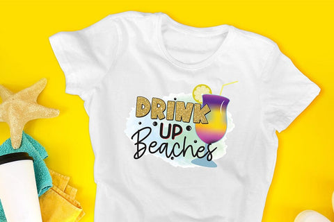 Beach Sublimation Design, Drink Up Beaches Sublimation CraftLabSVG 